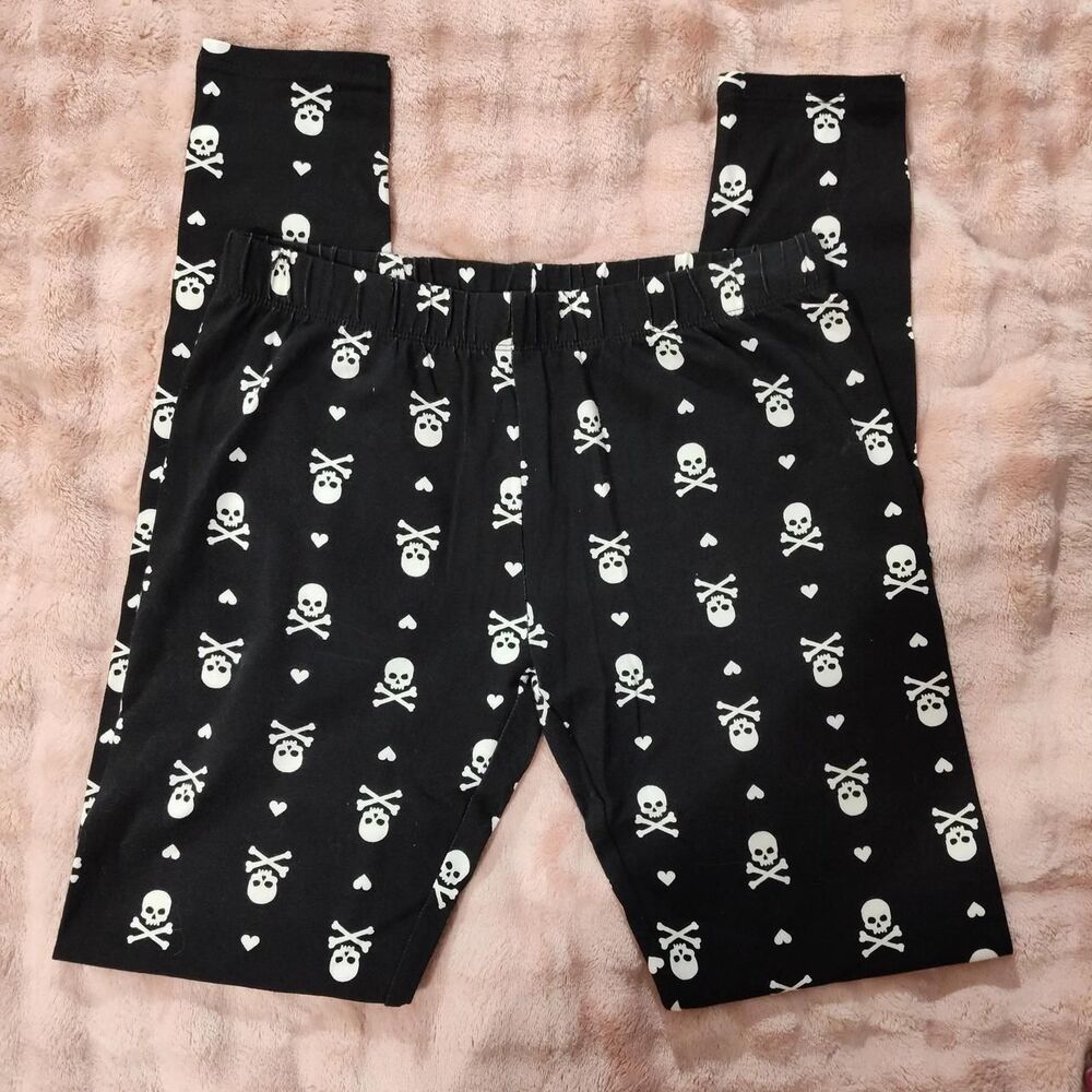 No Boundaries Black & white skull print leggings size S 3/5 junior
